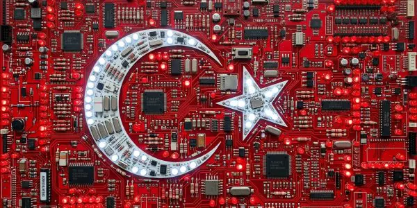 Turkey quantum computing companies, the Turkish flag rendered in circuit boards