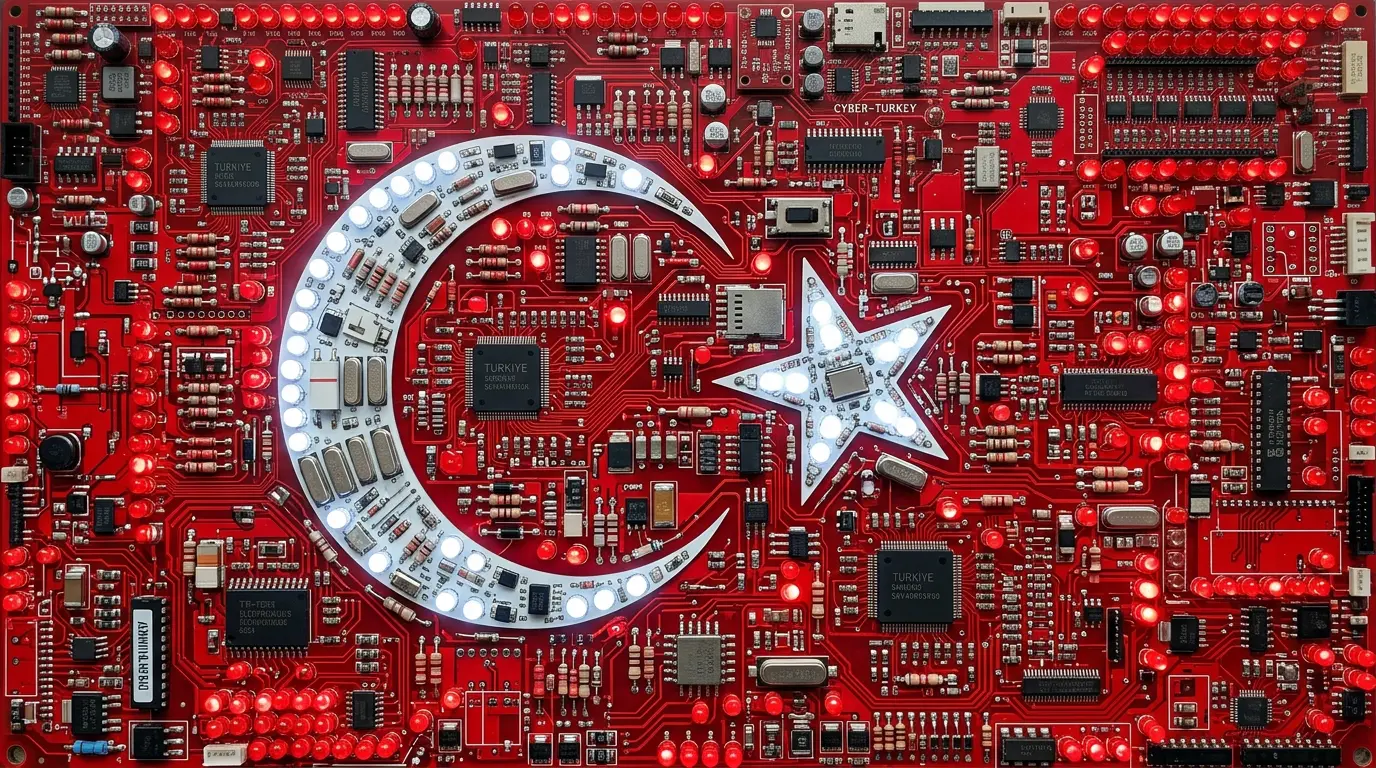 Turkey quantum computing companies, the Turkish flag rendered in circuit boards