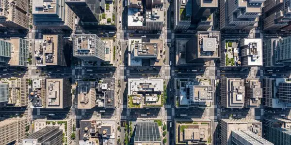 An aerial cityscape