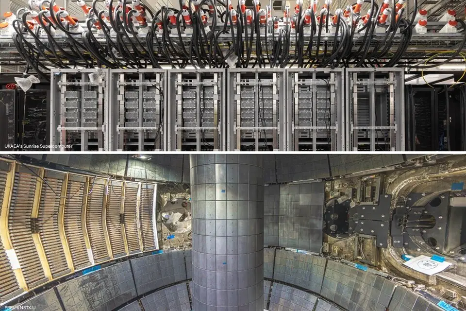 Ukaea And Pppl Connect Computers To Design Faster Fusion Plants UKAEA's SUNRISE supercomputer (top) and PPPL's NSTX-U fusion machine (bottom)