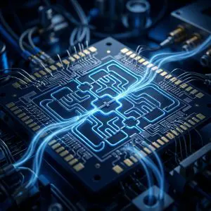 Superconducting qubit die showing Josephson junction features