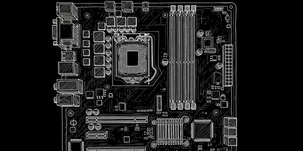 Wireframe motherboard emphasising the CPU socket
