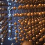 Two misoriented crystal grains meeting along a strained boundary