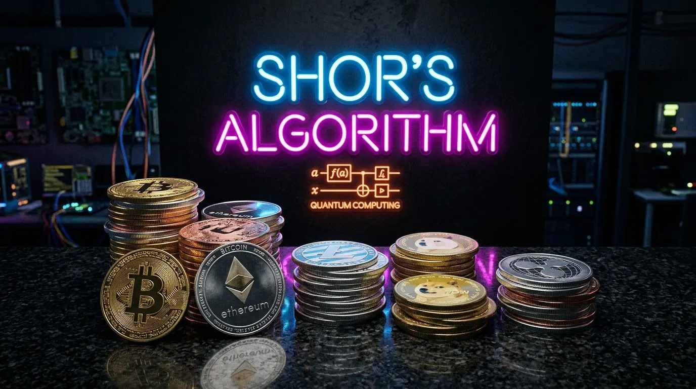 quantum resistant cryptocurrency, coins under a Shors algorithm quantum computing sign