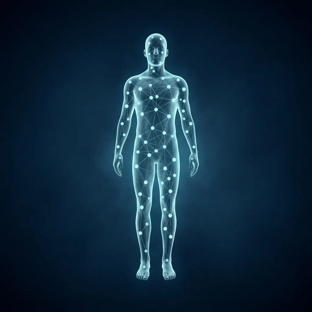 Person surrounded by self-sovereign identity credentials