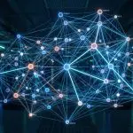 A mesh of network nodes above a server hall
