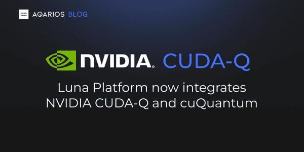 The graphic displays a dark background with a blue banner and a logo, showcasing NVIDIA’s CUDA-Q and cuQuantum integration.