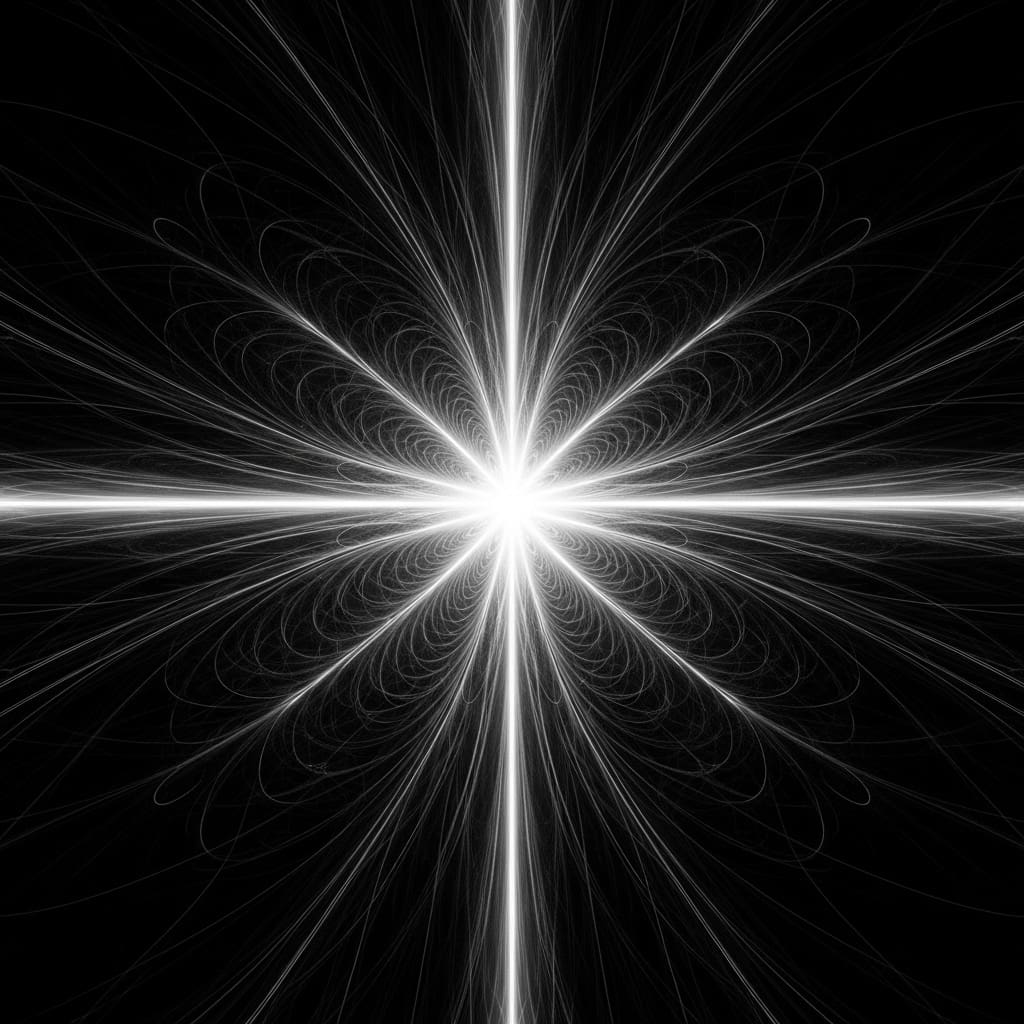 Cosmic singular origin radiating balanced energy flows into expanding spacetime grid, subtle symmetry in distribution