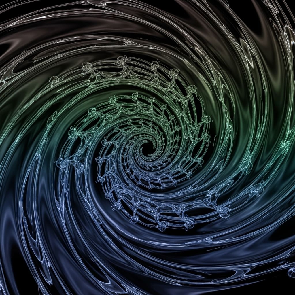 Spiral molecular structure forming a vortex pattern with interconnected atoms, symbolizing quantum dynamics, complex systems, and fractal-like wave behavior.Spiral molecular structure forming a vortex pattern with interconnected atoms, symbolizing quantum dynamics, complex systems, and fractal-like wave behavior.