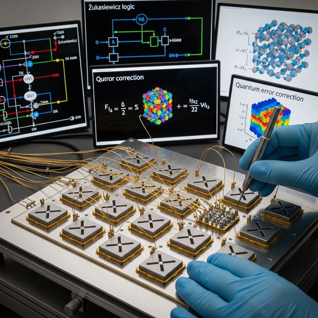 Error Correctable Implication Algebra Enables Lukasiewicz Logic on Stabilizer Codes with Three Valued Qubits