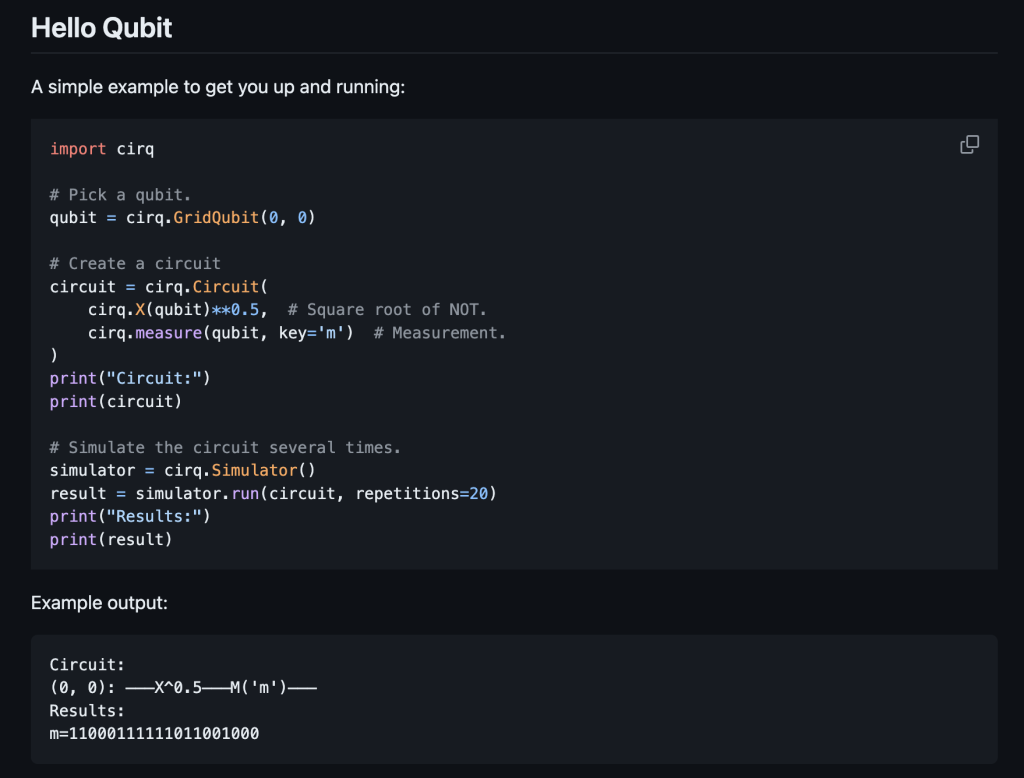 The Cirq programming Language from Google