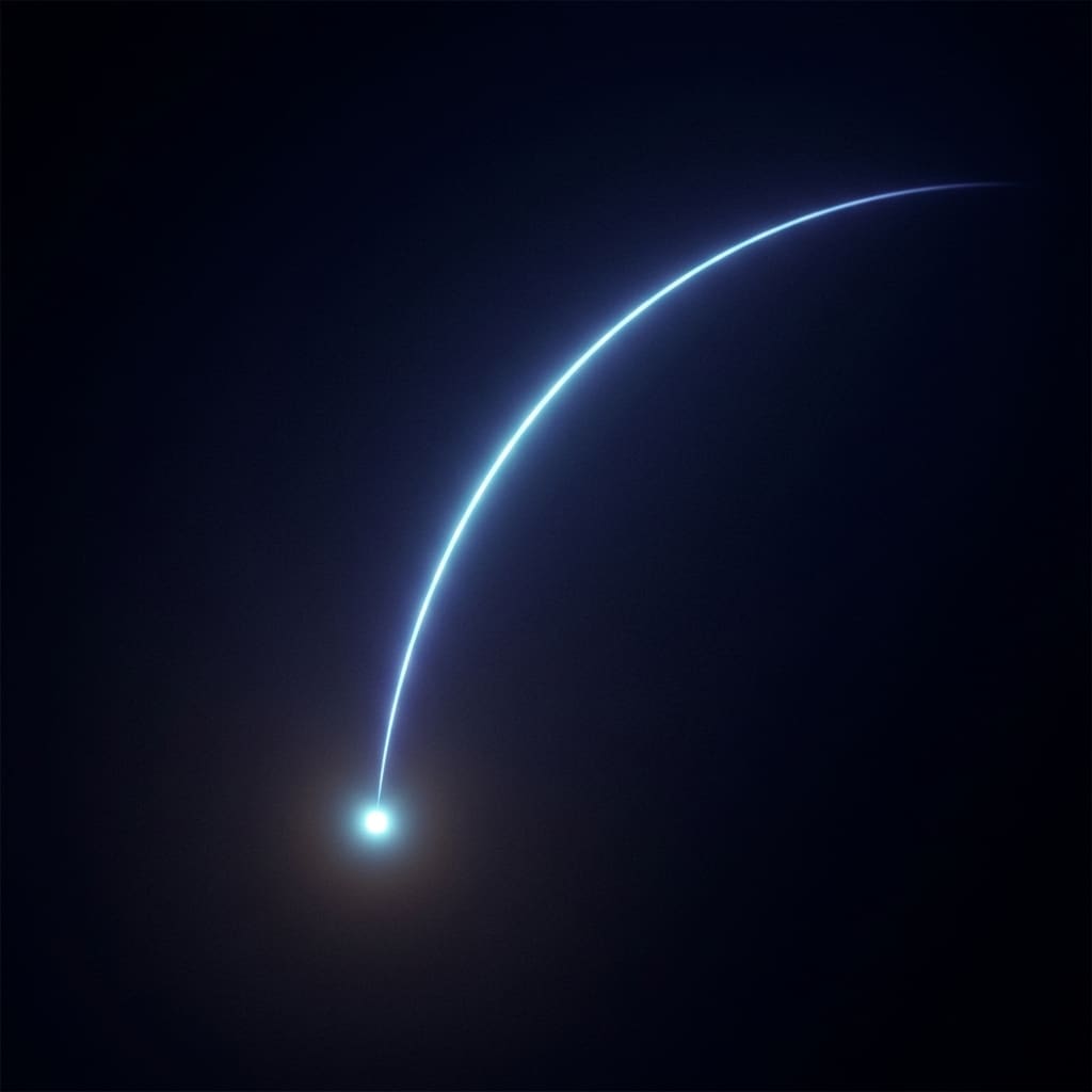 Qubit rising as an arc of light in dark space
