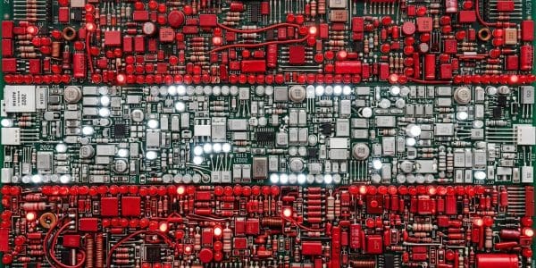 Austria quantum computing companies, the Austrian flag rendered in circuit boards