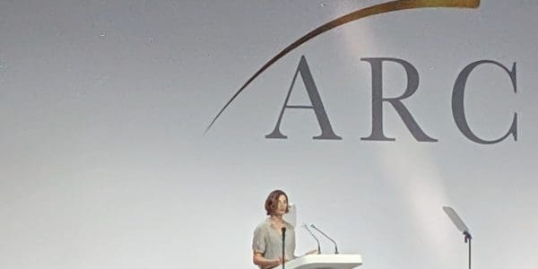 Chloe Lubinski of Anthropic speaking at the Alliance for Responsible Citizenship conference in London