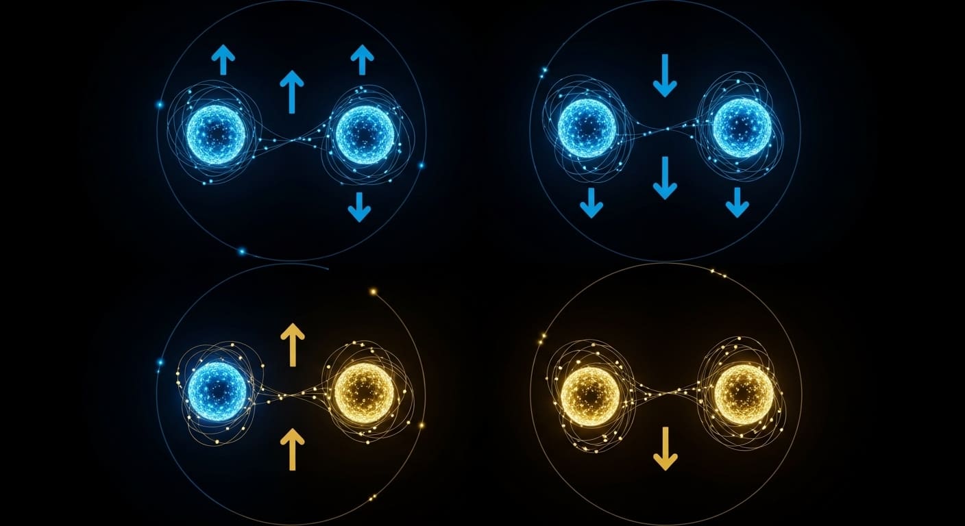 Bell states representing maximally entangled quantum bit pairs