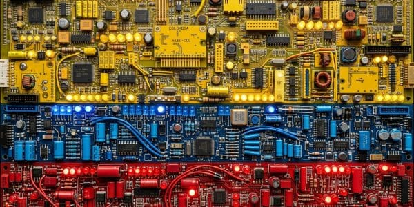 Colombia quantum computing companies, the Colombian flag rendered in circuit boards