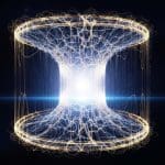 Large data cloud compressing into compact luminous core while retaining structure, neural overlay stabilizing information