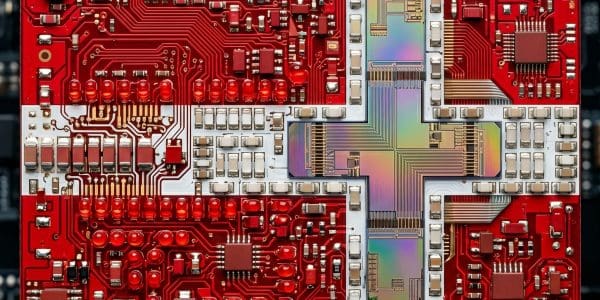 Denmark quantum computing companies circuit-board flag