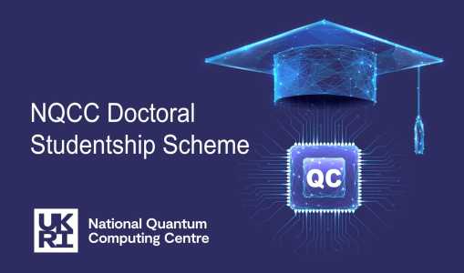 A digital graduation cap with glowing blue circuits sits atop a dark background, representing a doctoral scholarship.