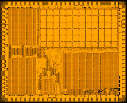 Fabric processor architecture, and we have implemented it in the Monza test system on chip (SoC) pictured above. 