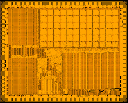Fabric processor architecture, and we have implemented it in the Monza test system on chip (SoC) pictured above. 