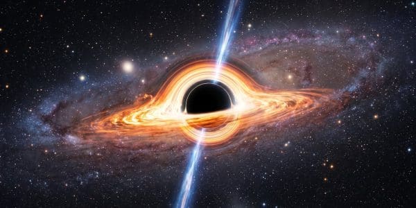 A black hole throwing relativistic jets