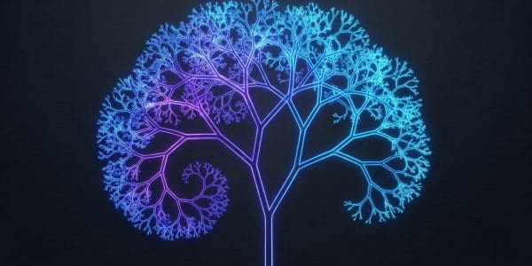 A glowing fractal tree branching into fine limbs