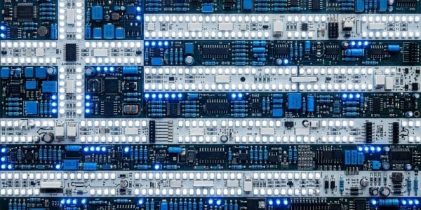 Greece quantum computing companies, the Greek flag rendered in circuit boards