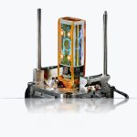 Infleqtion neutral-atom quantum core, the glass vacuum science cell on its mount that holds the trapped atoms