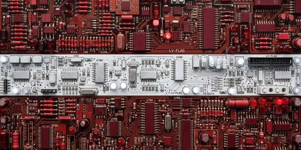 Latvia quantum computing companies, the Latvian flag rendered in circuit boards