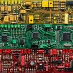 Lithuania quantum computing companies, the Lithuanian flag rendered in circuit boards