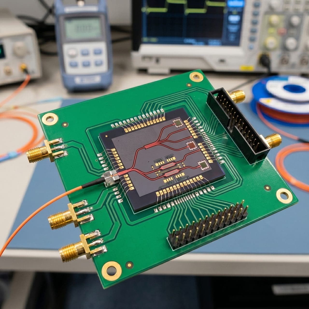 A photonic chip close-up