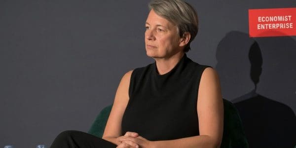Michelle Simmons, founder of Silicon Quantum Computing, on a panel at the Commercialising Quantum Global conference in June 2026