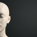 A featureless humanoid head in soft studio light