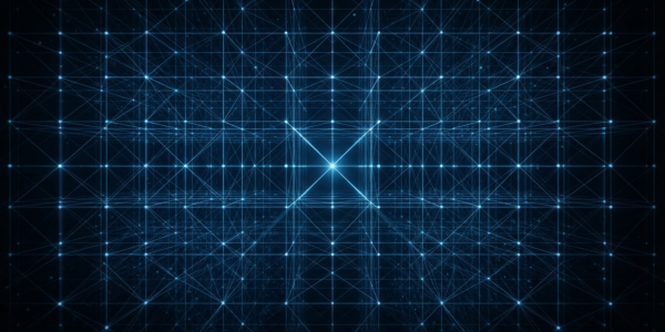 A dense blue point lattice receding to a vanishing point
