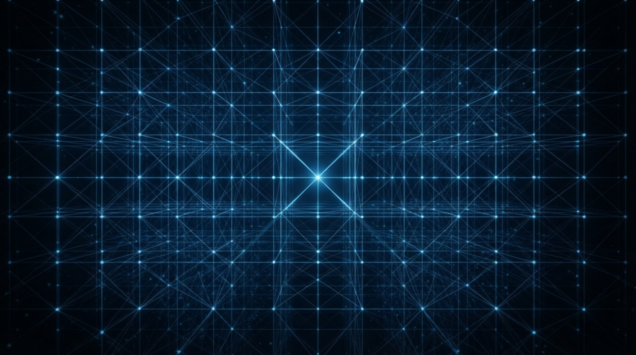 A dense blue point lattice receding to a vanishing point