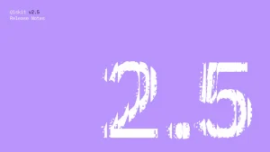 The image displays the number 2.5 in large, white digits against a purple background, set against a black backdrop.