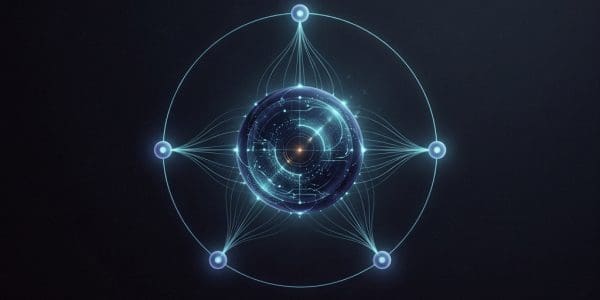 Qubit sphere feeding a network of learning nodes