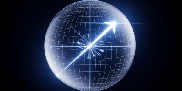Quantum computing processor with qubits represented on the Bloch sphere