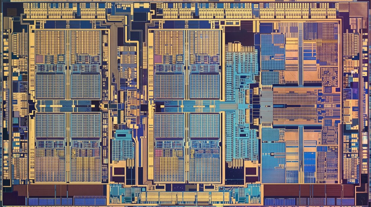 Close-up of a processor die