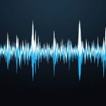 A jagged blue waveform against dark blue