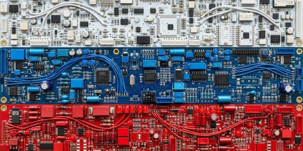 Russia quantum computing companies, the Russian flag rendered in circuit boards