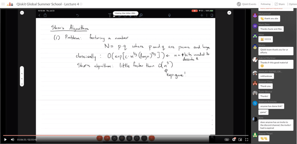 Qiskit Summer School 2020 day 4 looking at Shor's Algorithm.