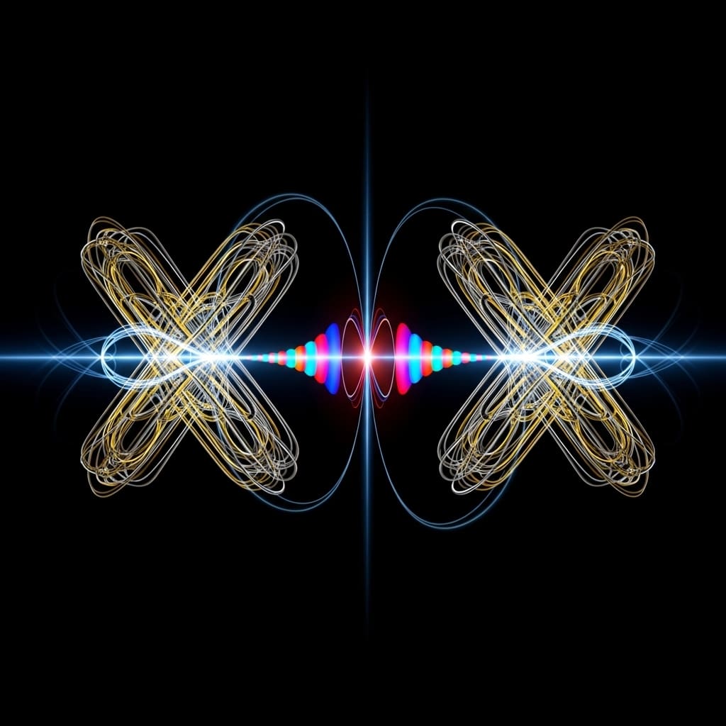 Two superconducting qubits linked by precisely tuned interaction pulse, controlled-Z phase shift visible as sharp interference node